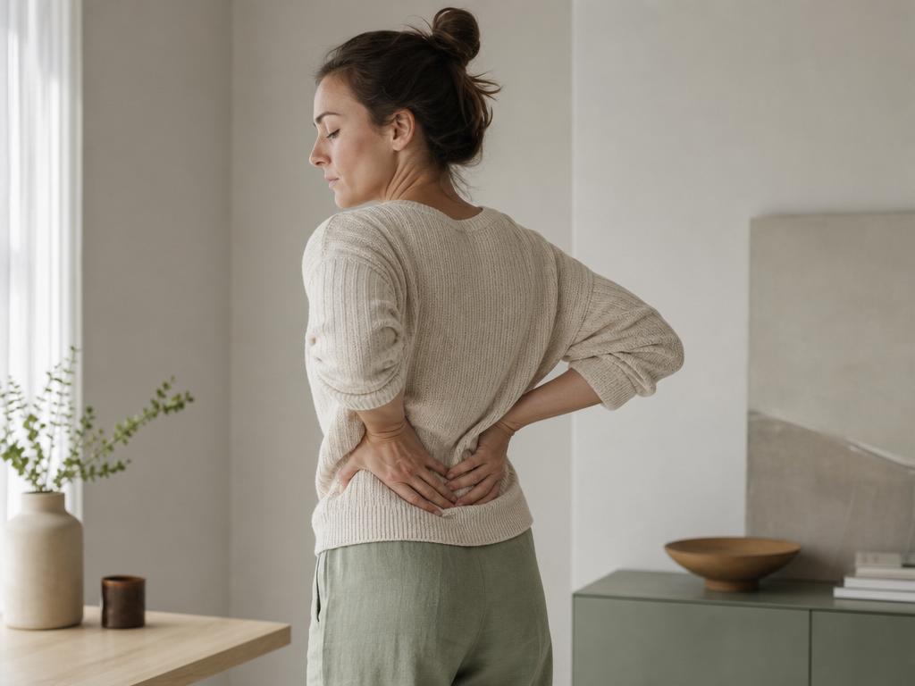 Person standing and holding lower back