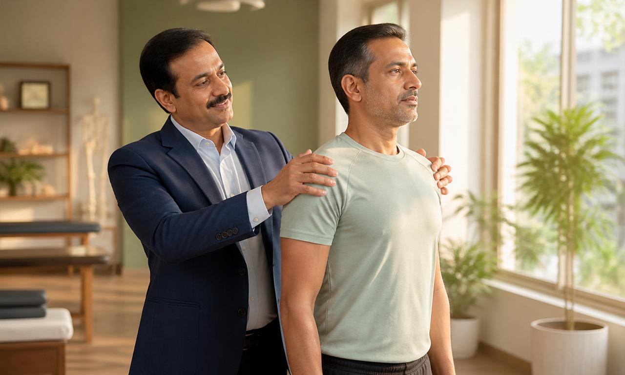 One-on-one physiotherapy posture coaching session